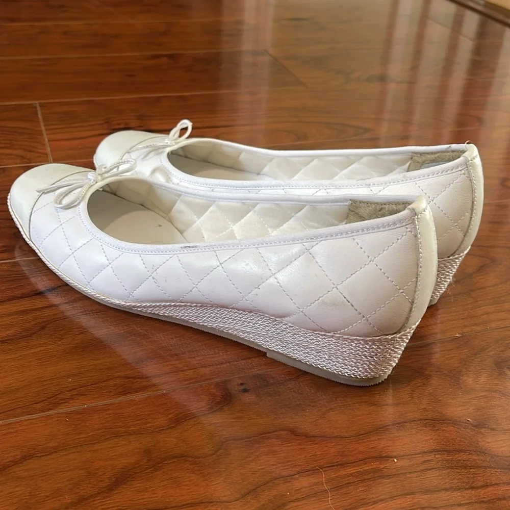 COPY - Sesto Meucci White Quilted Leather Wedges Shoes